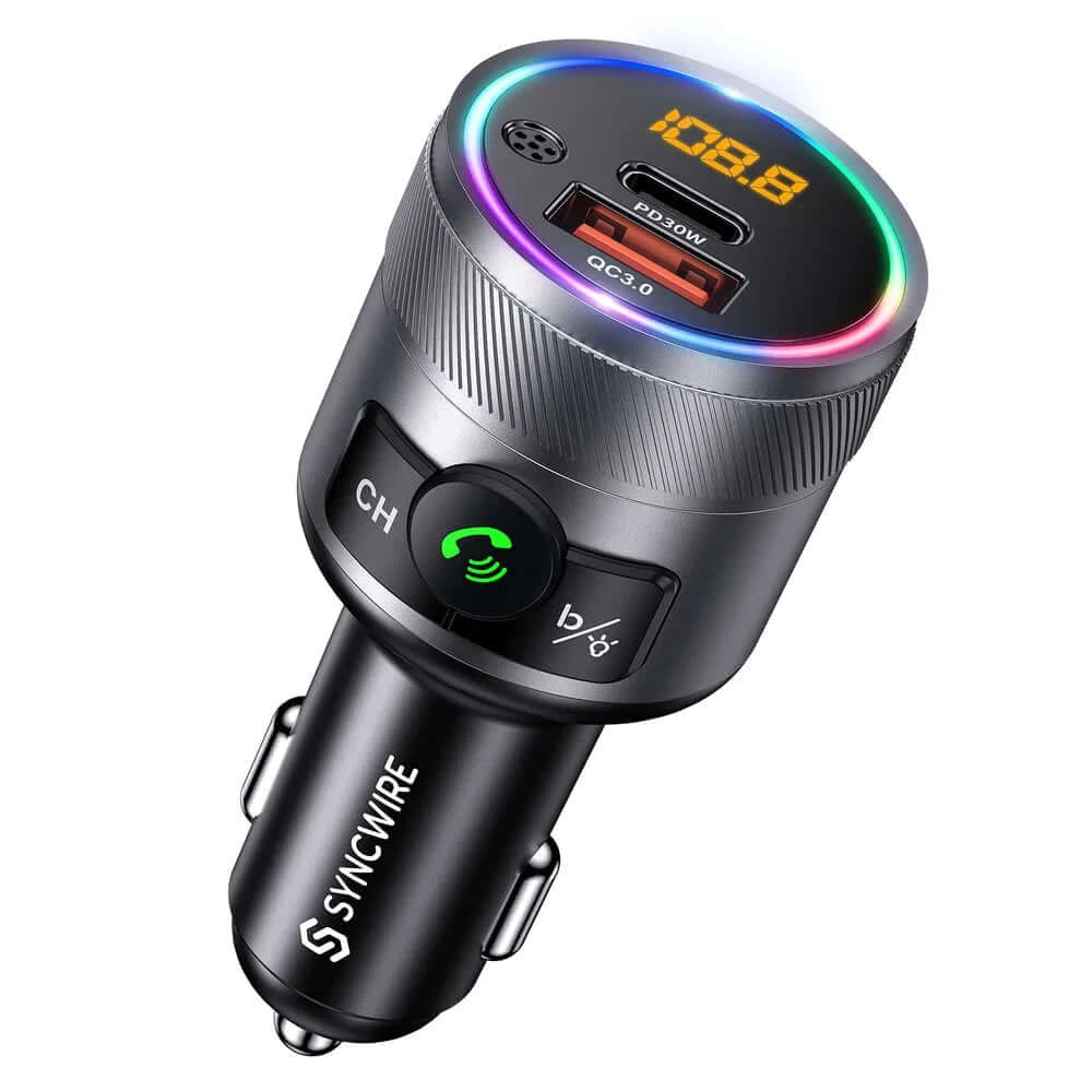 Bluetooth 5.1 FM Transmitter 38W Fast Car Charging